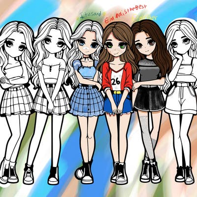 a group of girls realistic