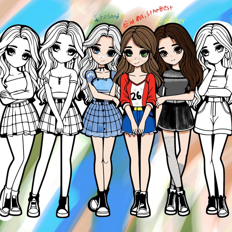 a group of girls realistic