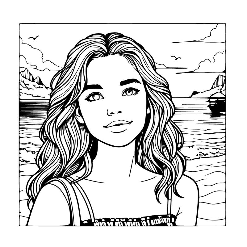 realistic girl in the beach