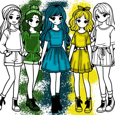 a group of five girls