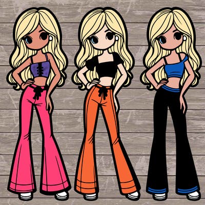 girl with crop top and bell bottom pants