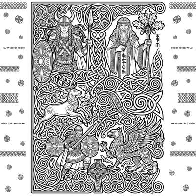 Unleash your creativity with this detailed Celtic figures bookmark coloring page, perfect for fans of ancient mythology and intricate designs. Bring legendary warriors, wise druids, and mythical beasts to life with your favorite colors.