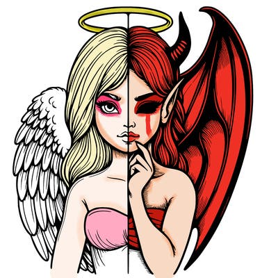 realistic angel half demon