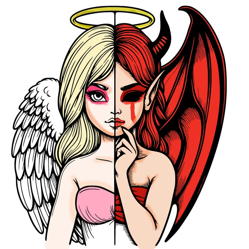 realistic angel half demon