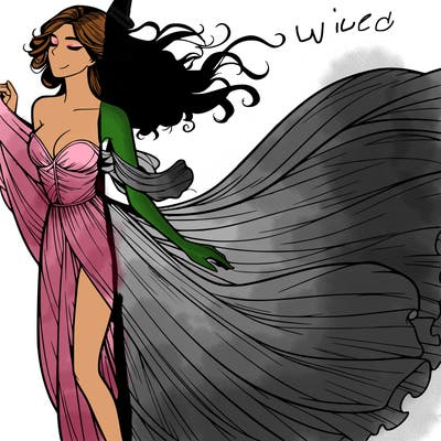 realistic woman in dress flowing the the wind