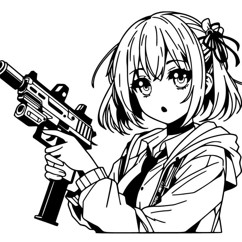anime girl with a gun