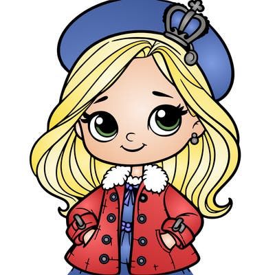 a princess with a jacket and a hat