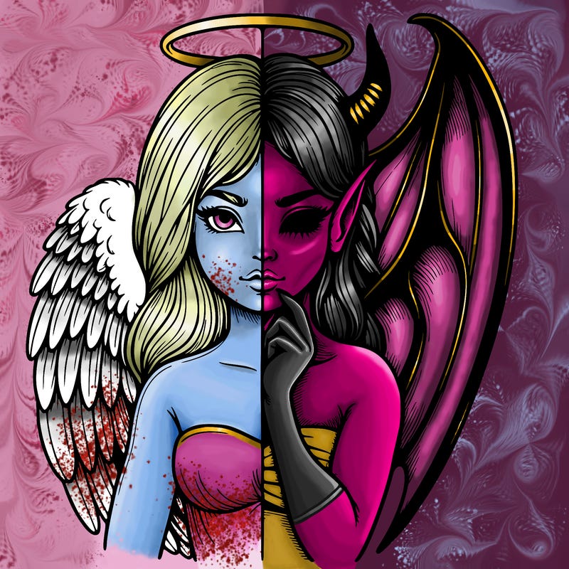 realistic angel half demon