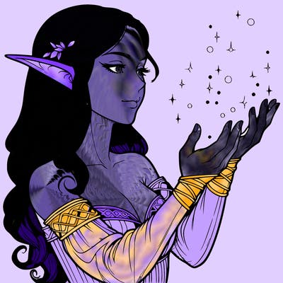 realistic elf girl doing magic