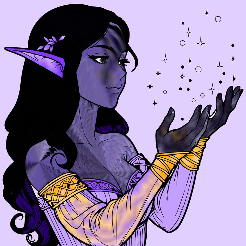 realistic elf girl doing magic