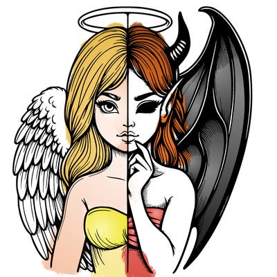 realistic angel half demon