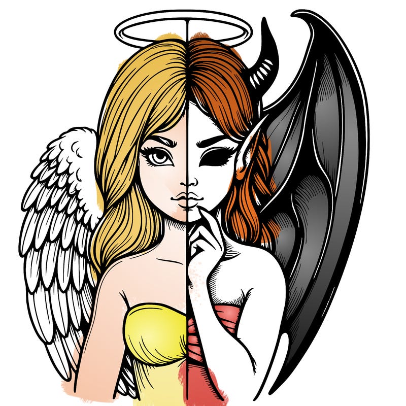 realistic angel half demon