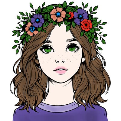 realistic girl with flower crown