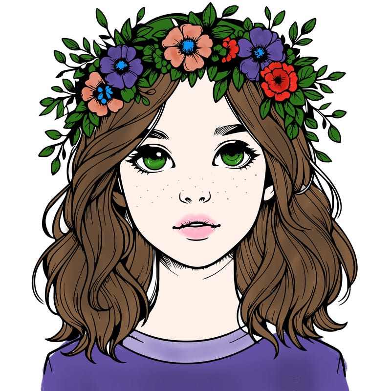 realistic girl with flower crown