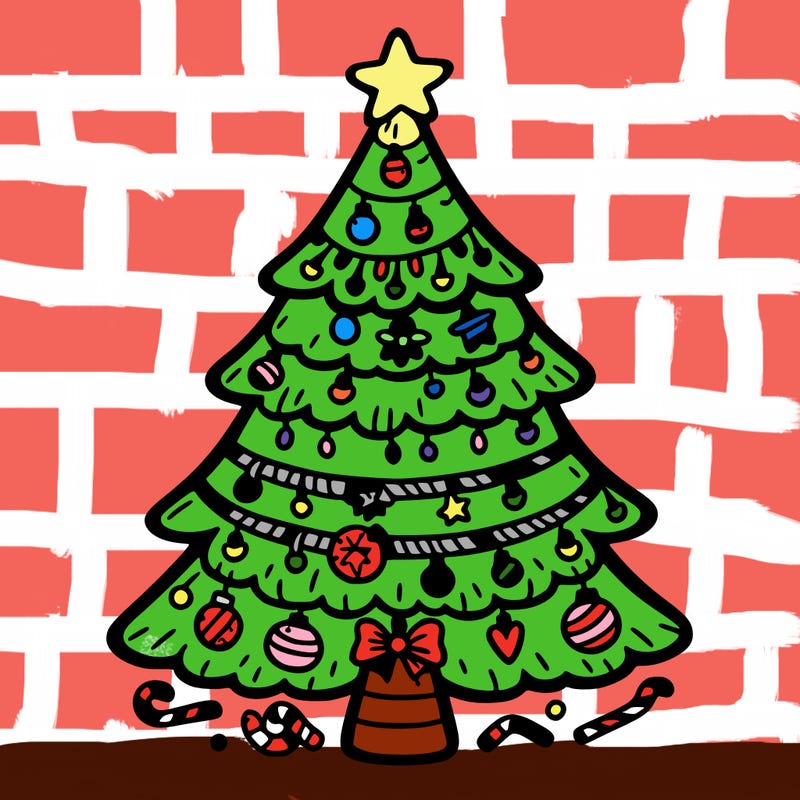 christmas tree with lots of details