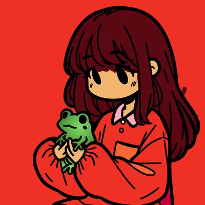 girl with long hair and a oversized shirt. and she is holding a frog