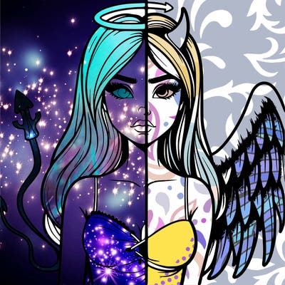 devil vs angel realistic girl