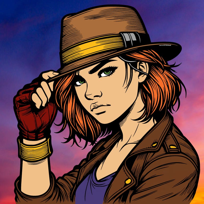 realistic tough girl with hat