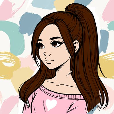 realistic girl with a high ponytail