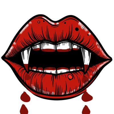 lips with vampire teeth