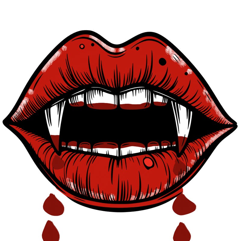 lips with vampire teeth