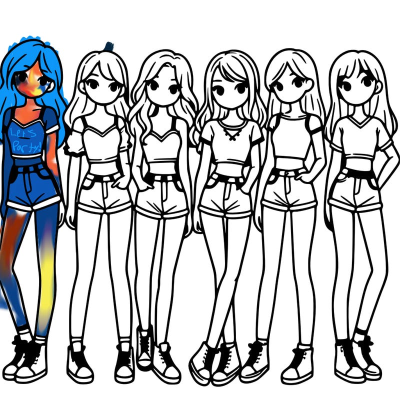 a group of girls wearing crop tops and shorts