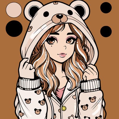 realistic girl in a animal pjs hoodie