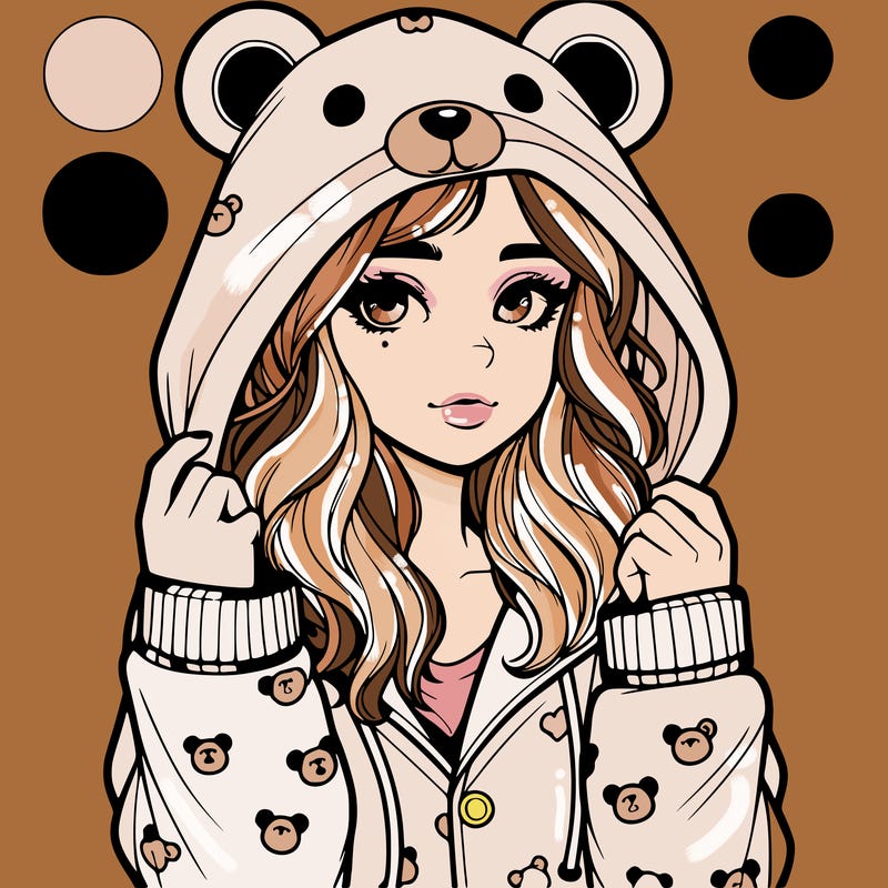 realistic girl in a animal pjs hoodie