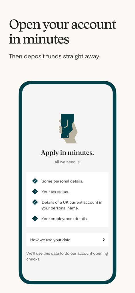 Monument Bank app screen showing a checklist for quick account opening.