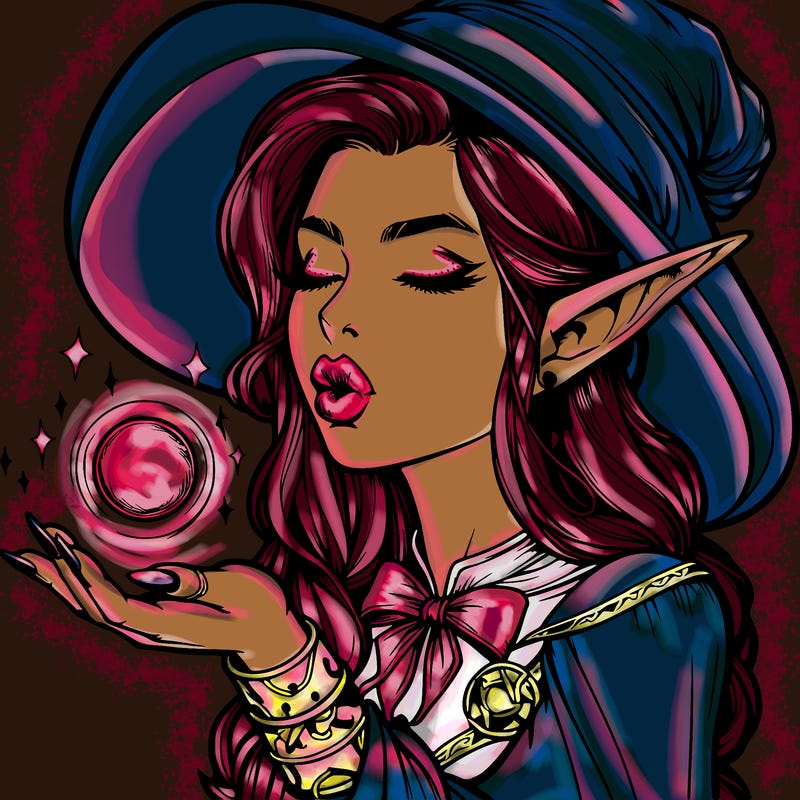 realistic elf casting a spell with lips