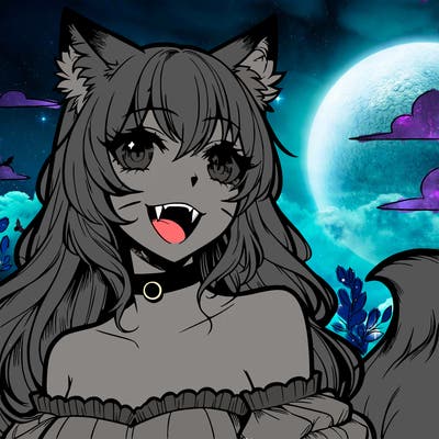 manga fox woman with fangs