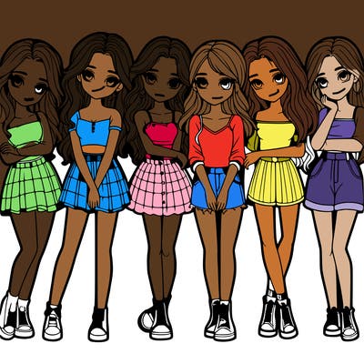 a group of girls realistic