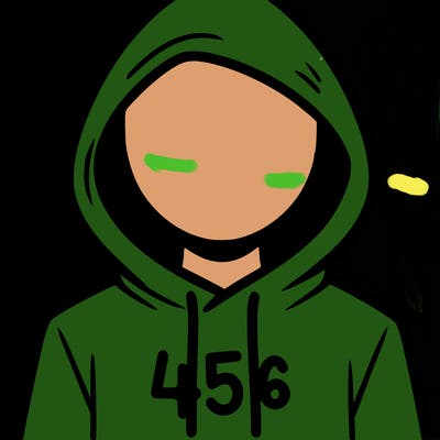 a person with non face waering a hoodie with a 456 symbol