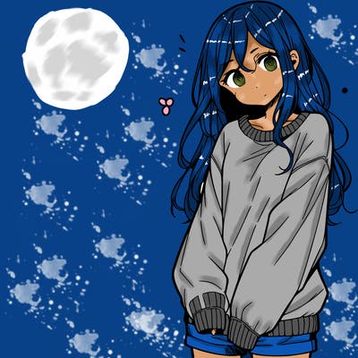 manga teen girl  in a sweater and baggy pants