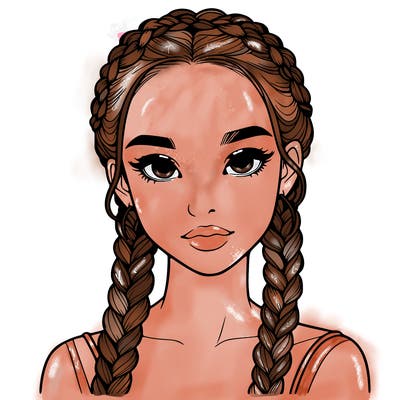 realistic girl with braids