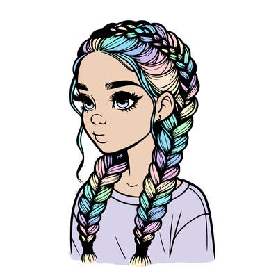 realistic girl with braids