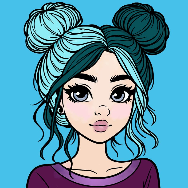 realistic girl with top buns