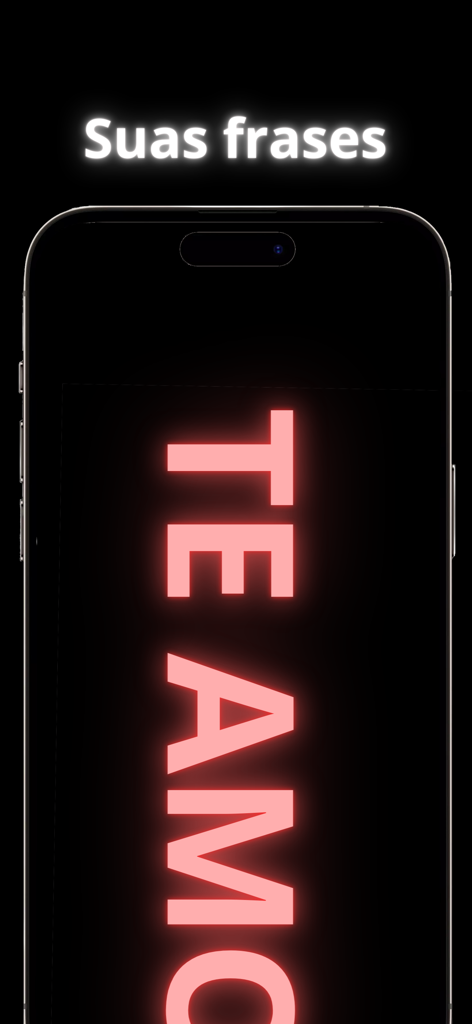 Banner Display App - A smartphone screen displaying a glowing pink banner with the message TE AMO