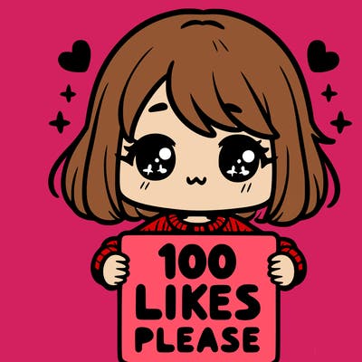 cute girl holding a sign saying 100 likes please