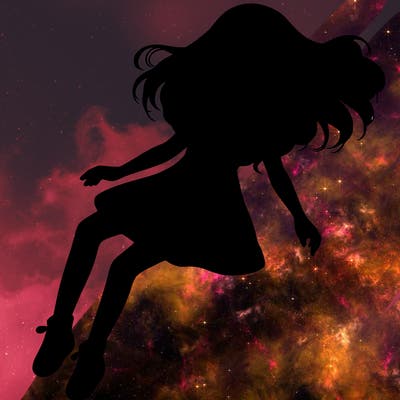 realistic girl floating