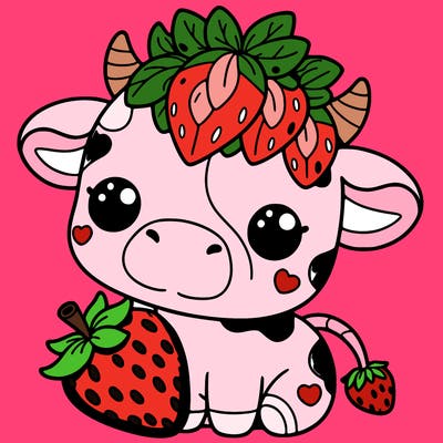 cute strawberry cow