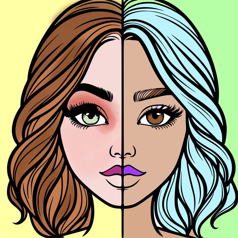 realistic girl split half