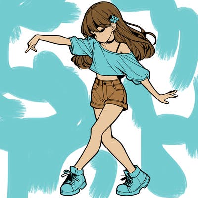 realistic girl danceing
