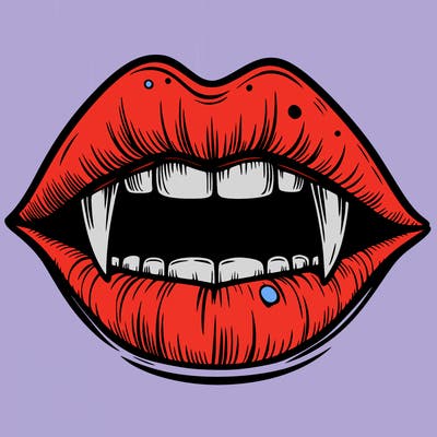 lips with vampire teeth