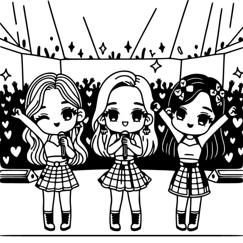 girl kpop idol trio on stage in front of millions of fans