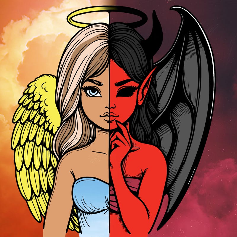 realistic angel half demon