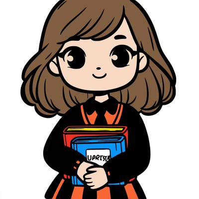 school girl holding books