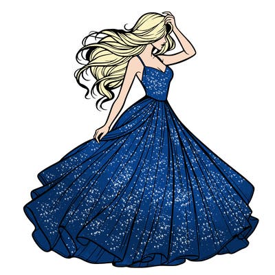 realistic woman with dress flowing in the wind
