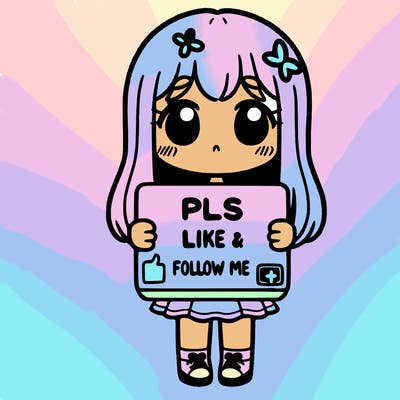 girl holding a sign that says pls like and follow me