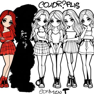 a group of girls realistic